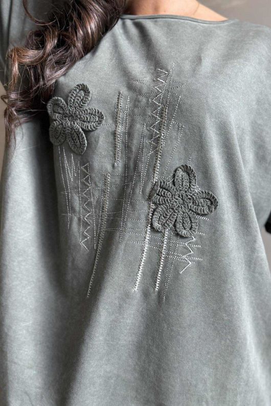 Original Hippie Sweatshirt Vintage Wash Khaki